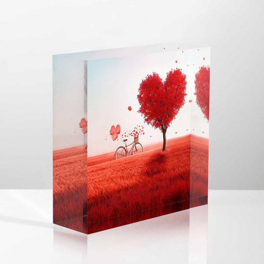 NOHSHE Clear Acrylic Decor Red Tree of Love Valentine's Day Present - Housewarming Presents - Valentine's Day Presents for Girlfriend - Mother's Day Presents for Mom - Farewell Presents for Coworkers