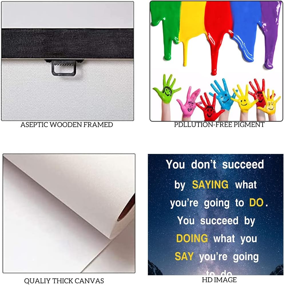 Framed Office Decor Paintings Positive Inspirational Canvas Decoration Wall Pictures Inspirational Quotes Starry Sky Wall Art Ready to Hang-24 inch x 36 inch