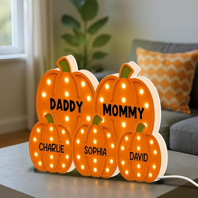 3D Effect Halloween Collapsible Light Up Pumpkin Decor - Halloween Pumpkin Indoor Decor Light Up - Cozy Fall Vibe Home Decoration - Personalized Light Box (Daddy & Mommy Version)