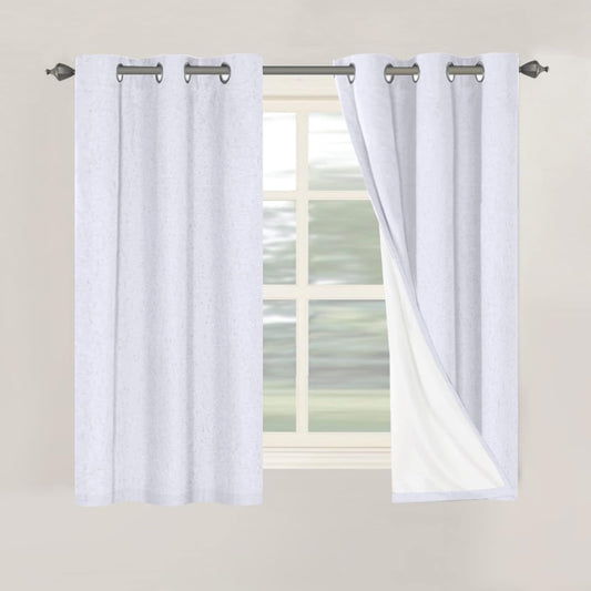 H.VERSAILTEX Primitive Linen Curtains 100% Blackout Curtain Drapes Burlap Curtains with White Thermal Insulated Liner, Grommet Top Drapes Living Room/Bedroom (2 Panels, 42 x 54 Inch, Bright White)