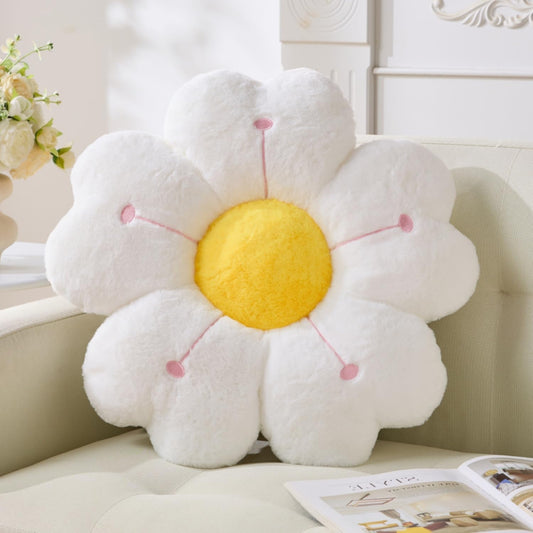 Flower Throw Pillow, Cute Daisy Cherry Blossom Flower Shaped Throw Pillow 15.7In White Floor Cushion for Home Bedroom Sofa Chair Couch Decor
