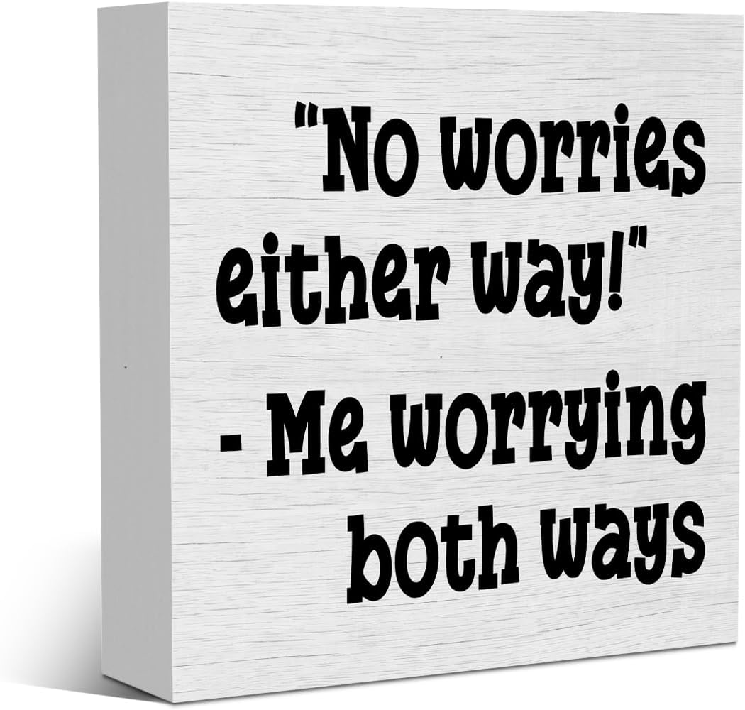 Funny Sarcastic Rustic Wooden Box Sign, Desk Decor Office Decor Supplies Strength Friend Gift Desk Accessories for Table Shelf Home Farmhouse Bathroom Cubicle Decorations Wood Block Plaque Box Sign