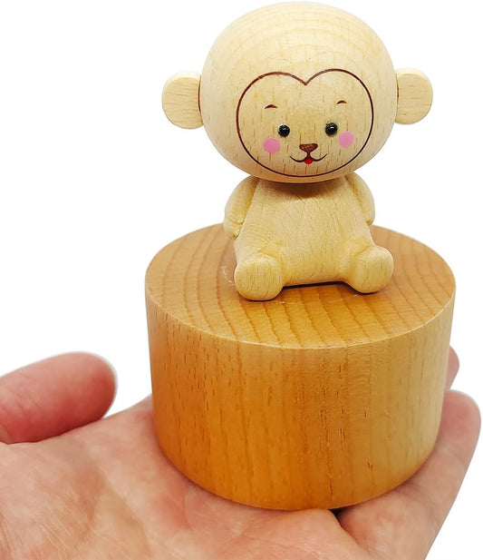 Cute Little Monkey Mini Music Box, Little Animals Wooden Mechanical Music Box, The Music Box Gift That Sings Canon, Best Gift for Boy Girl Friends Singing Music Gift Box