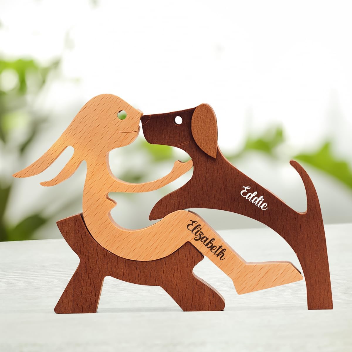 DOPTIKA Personalized Dog Statues Home Decor, Statue Home Decorations, Table Decor Wooden Pet Carvings, Wooden Sculpture, Gifts for Pet Lovers, Dog Memory Gifts, House Warming Gift Ideas