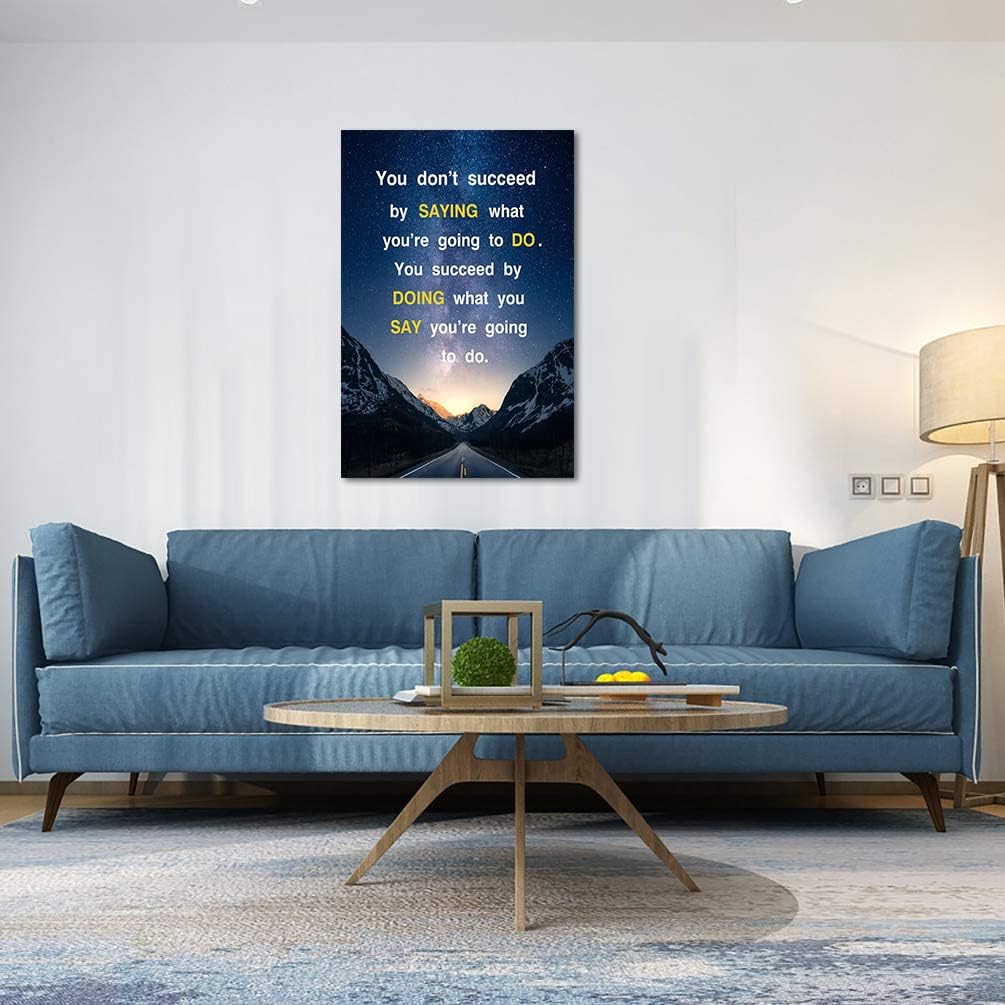 Framed Office Decor Paintings Positive Inspirational Canvas Decoration Wall Pictures Inspirational Quotes Starry Sky Wall Art Ready to Hang-24 inch x 36 inch