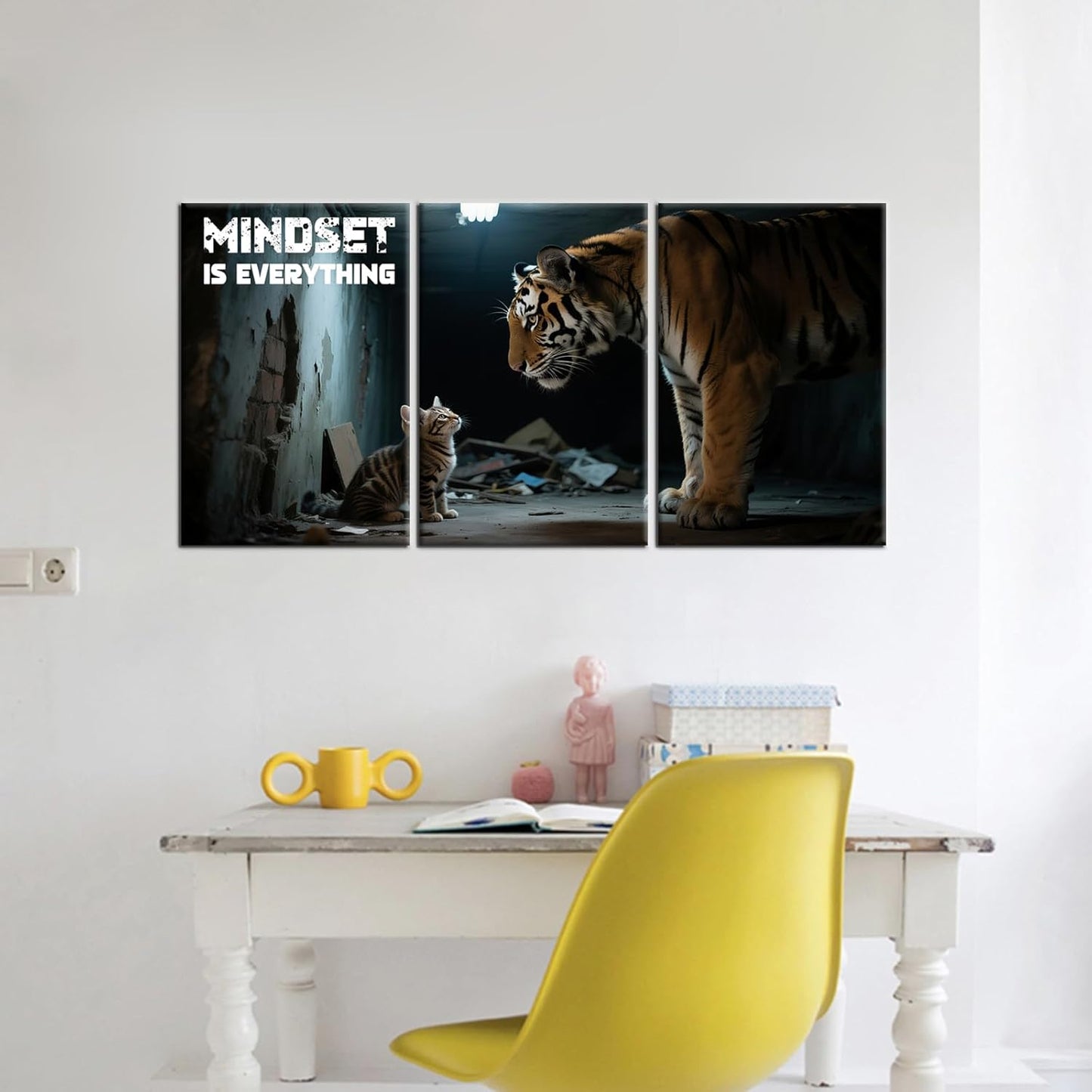 Inspirational Canvas Wall Art Mindset is Everything Picture Painting Entrepreneur Affirmation Quotes Print Poster for Office Home School Wall Decoration Stretched and Framed [48''Wx24''H]