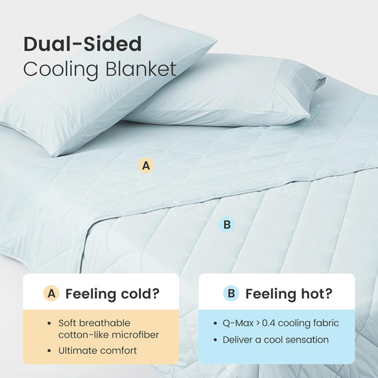 Cozy Bliss Cooling Blanket for Hot Sleepers, Q-Max 0.4 Cooling Comfort King Size, Cold Blankets for Night Sweats Sleeping, Ultra-Cool Lightweight Breathable Summer Blanket for Bed