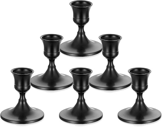 Sziqiqi Candlesticks Holder for Wedding Table Centerpiece - Black Taper Candle Holders Candle Stick Holder Bulk for Christmas Candlelight Dinner Wedding Party Festival Decor Pack of 6