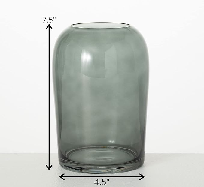 Sullivans Smoked Glass Vase, Flower Vase for Modern Home Decor, Minimalist Vase for Shelf and Table, Vases for Centerpieces, Living Room, Bedroom, Kitchen, and Office Decor (G8449)