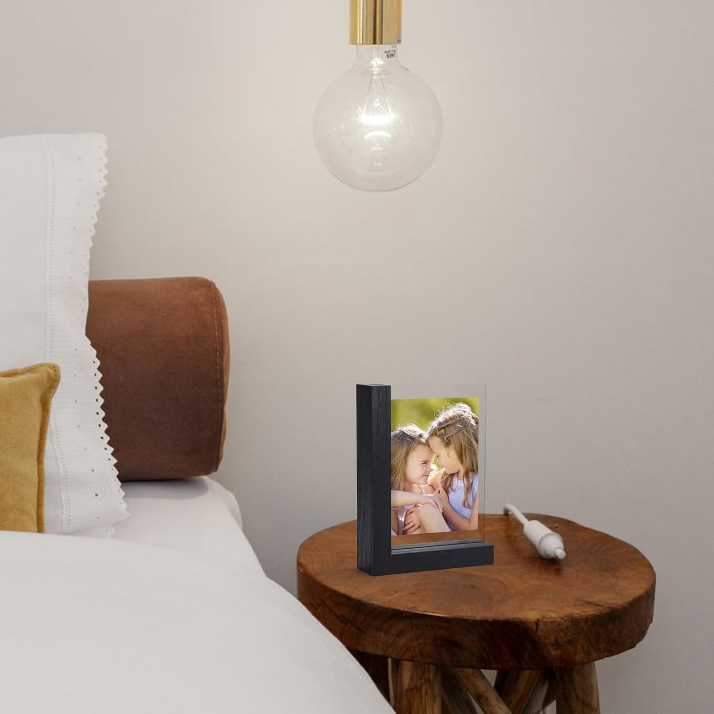 Lavezee 2 Pack 4x6 Picture Frames Made of Black Wooden L-shaped Base with Glass, Double Sided Display Photo Pictures 4 by 6 inch Vertical Horizontal for Tabletop Frame