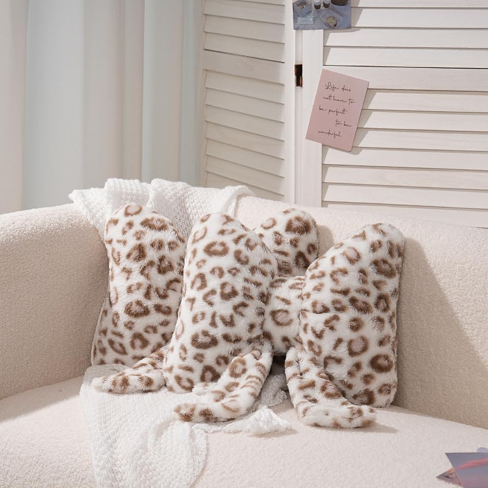 Leopard Print Bow Throw Pillows Cute Plush Pillow Stuffed Bow Backrest Cushion Home & Car Decoration