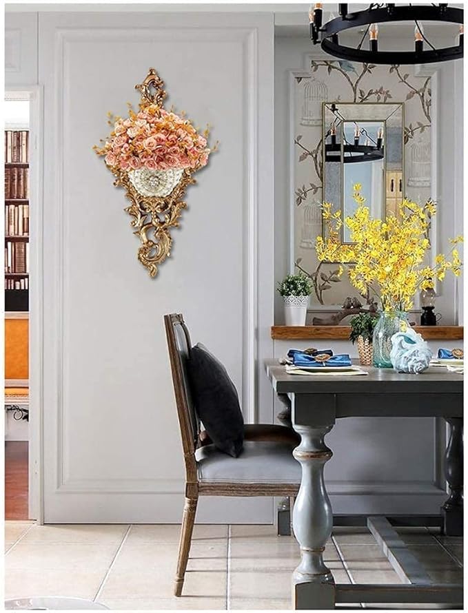 European-Style Retro Resin Wall Mount Flowers Vases for Living Dining Room Bedroom Kitchen Office Hotel Wall Deco Home Decoration Decorative Hanging Planter Vase 66 × 31cm