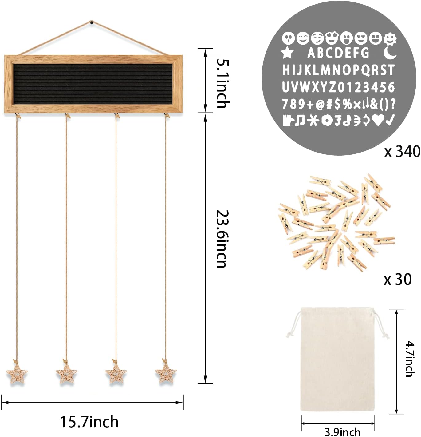 Family Picture Frames Collage Photo Hanging Display, Unique DIY Felt Letter Board with 340 Letters and 30 Clips for Wall Hanging Boho Office Room Bedroom Decor, Birthday Party Teenage Teen
