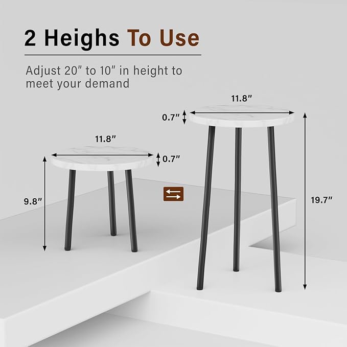 Plant Stand Indoor Outdoor: 2 Pack Indoor Plant Stand 20'' Convertible Multi-purpose Holder - Mid Century Modern Decor - Tall Plant Table for Living Room/Balcony/Garden/Patio