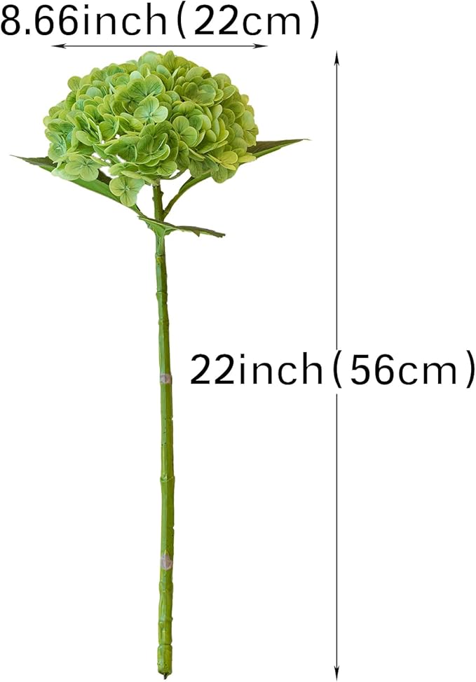 4Pcs Green 22 inch Lifelike Artificial Hydrangea, Large Real Touch Flowers Artificial Flowers Dry Flowers Outdoor Wedding Christmas Office Family Party Living Room Table Decoration