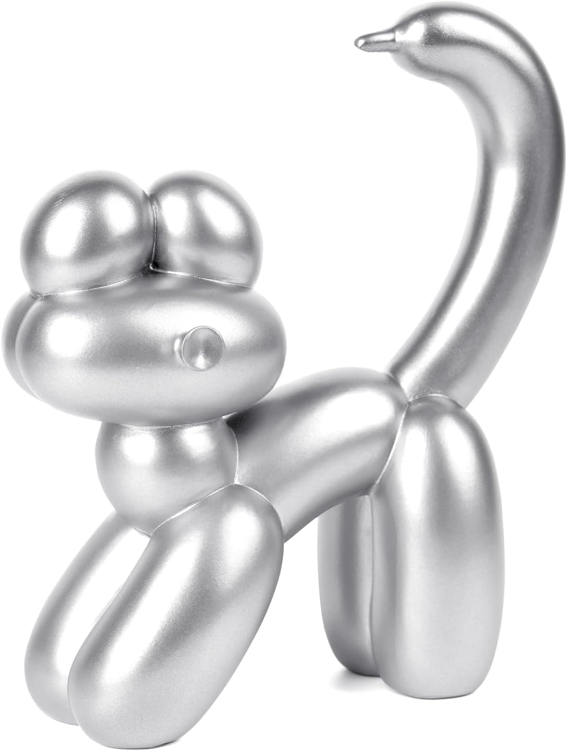 Cute Balloon Cat Statue Decor - 7.8 Inch Modern Cat Statue Ornament, Home Crafts Living Room Desktop Bedroom Sculpture Decoration (Silver, Small)