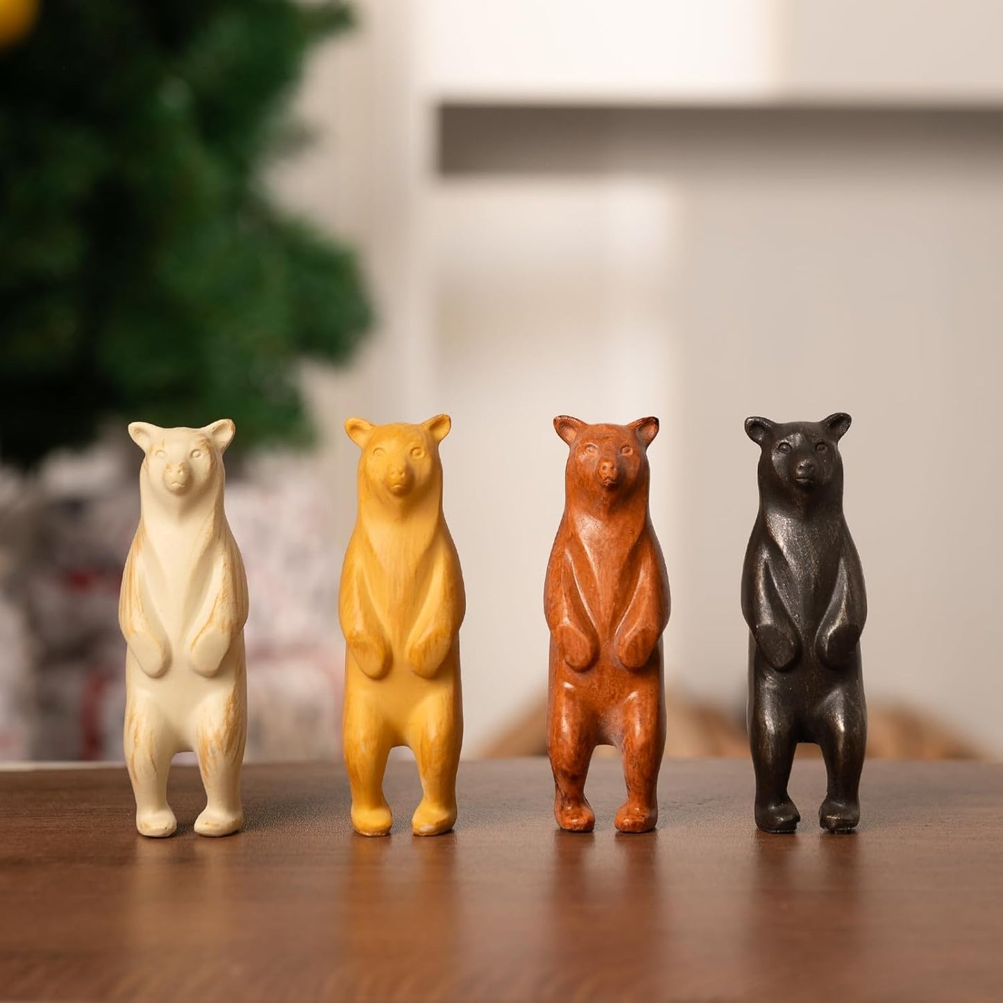 Handcrafted Resin Bear Figurine - 4-Inch Standing Bear Statue for Rustic Cabin Lodge Decorations - Unique Polar Gifts for Home - Smooth Texture & High Durability - Decorative Sculpture