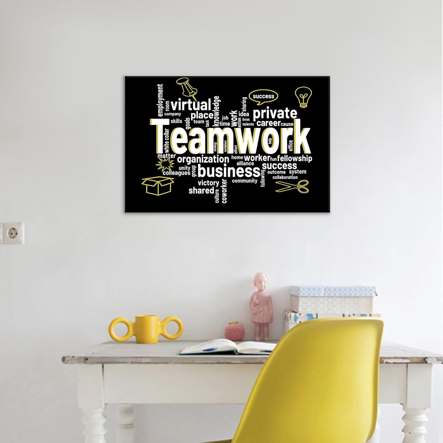Inspirational Canvas Wall Art Teamwork Motivational Entrepreneur Quotes Poster Print Inspiring Picture Painting Wall Decor Artwork for Modern Home Bedroom Bathroom Office Ready to Hang [18''Wx12''H]