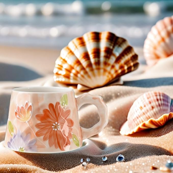 13oz ceramic mug, enlarged and thickened breakfast cup, suitable for spring, summer, autumn and winter, hand-painted cup, a personalized gift for girlfriend.