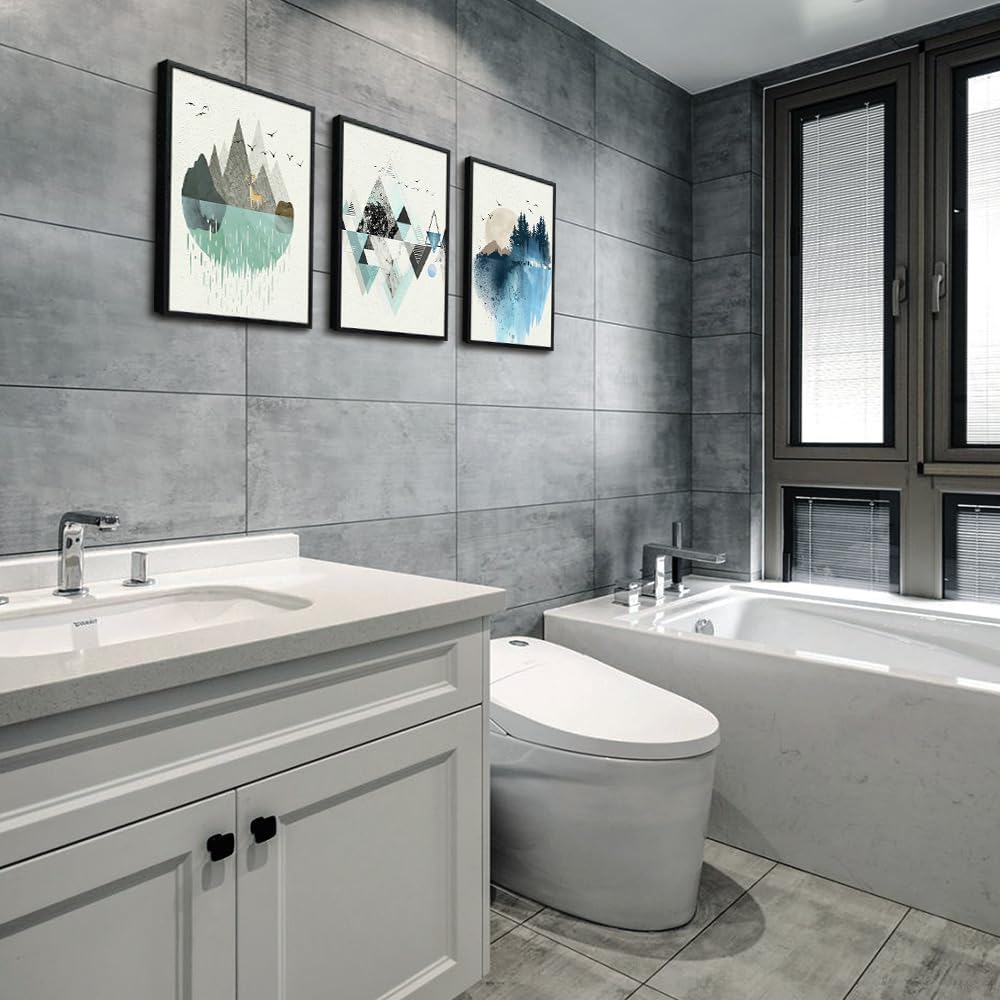 Black Framed Abstract Wall Art - Set Of 3 Piece Framed Art Prints - 16"X24" - Modern Home Decor For Living Room, Bedroom, Office Wall Decor