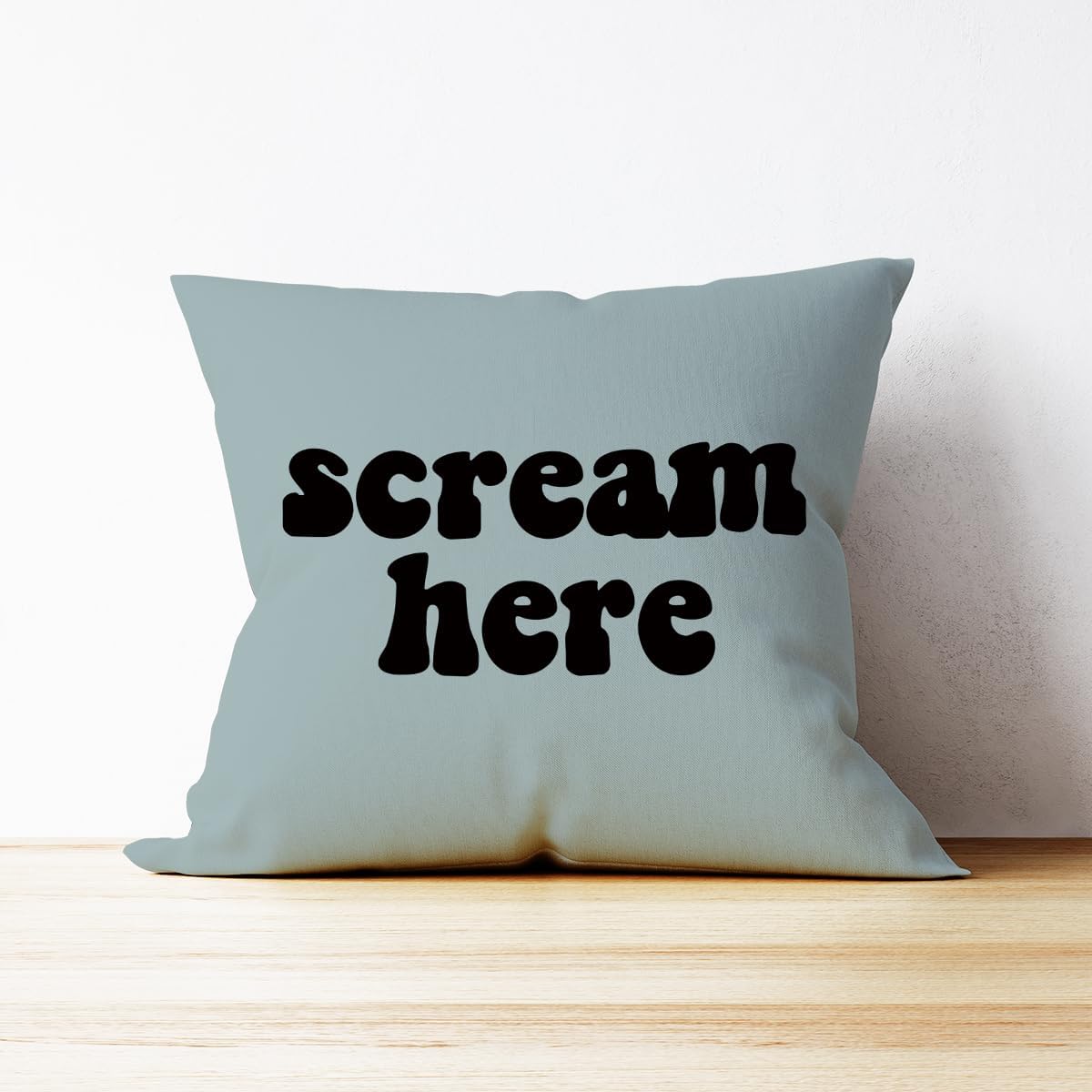 Mancheng-zi Funny Scream Decor, Scream Pillow Covers 18x18, Fun Pillows,Fun Throw Pillows,Funny Throw Pillows,Fun Decorative Pillows,Scream Here Funny Humor Throw Pillow Case(Blue)