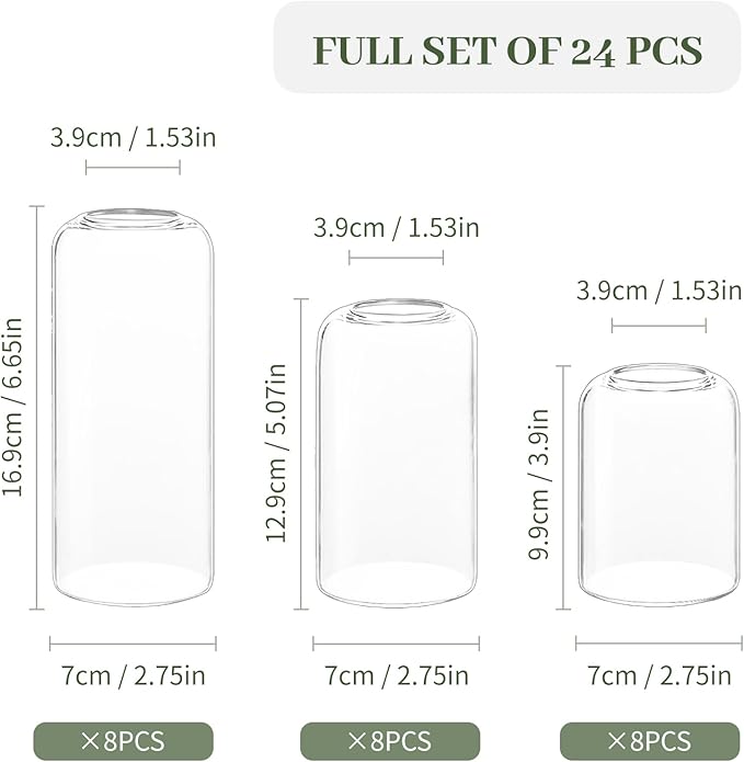 Set of 24 Clear Glass Vases Cylinder Flower Vase for Rustic Farmhouse Centerpieces Wedding Table Decor Home Aesthetic Party & Event Decoration Bud Vases in Bulk (Flowers Not Included)