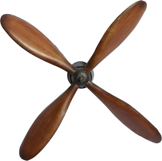 Deco 79 Metal Airplane Propeller Home Wall Decor 4 Blade Wall Sculpture with Aviation Detailing, Wall Art 32" x 5" x 32", Dark Brown