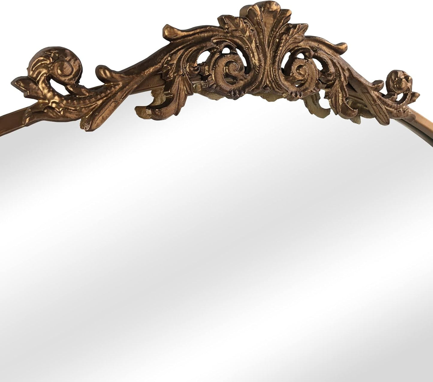 Gold Brass Mirror for Wall,Gold Traditional Vintage Ornate Baroque Mirrors,Victorian Antique Bronze Mirrors with Full Matel Frame,Arched Mirror for Entryway/Bathroom/Fireplace 24"X36"