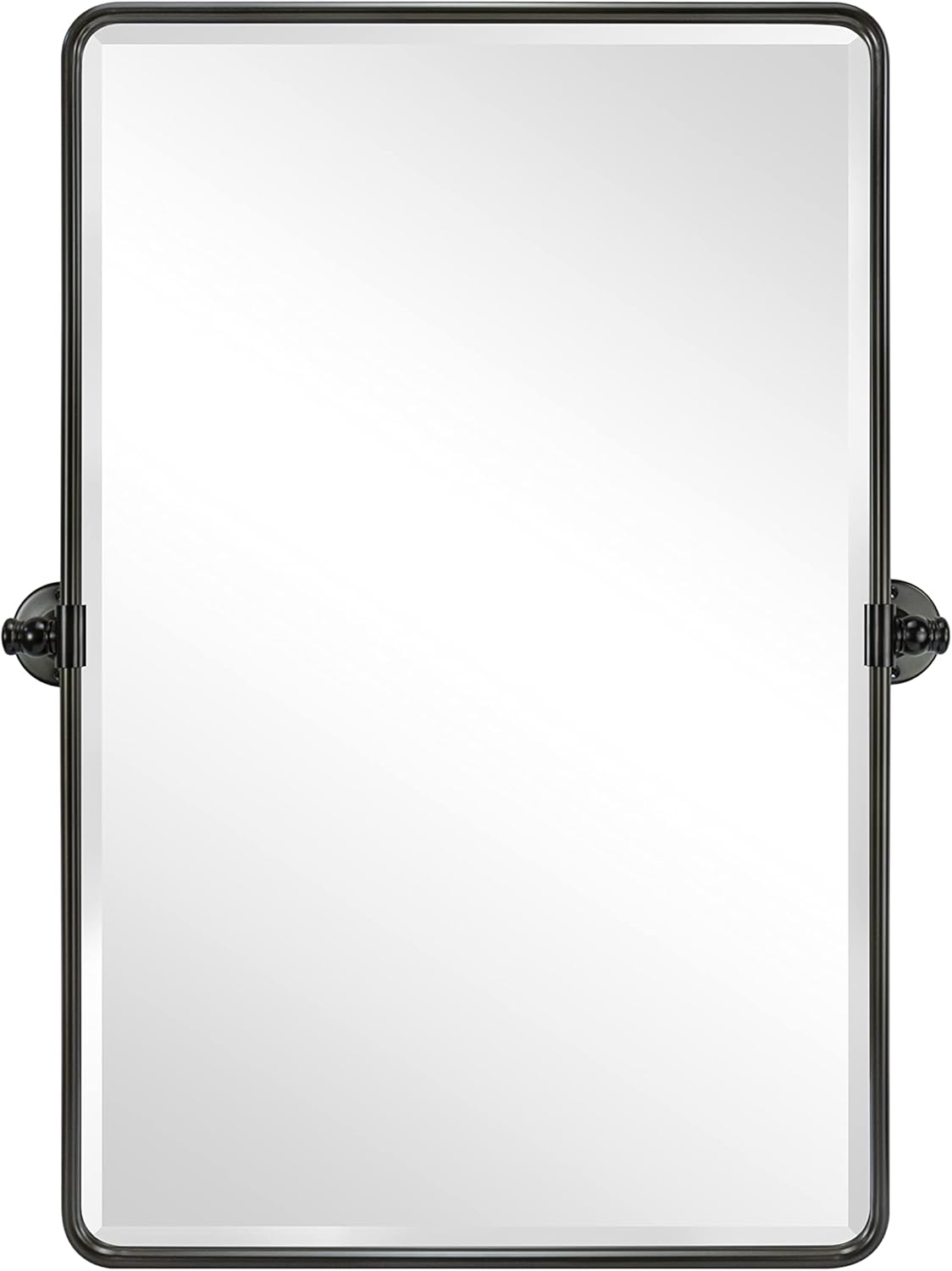 Farmhouse Pivot Rectangle Bathroom Mirror Oil Rubbed Bronze Metal Framed Tilting Beveled Vanity Mirrors for Wall, Overall 23.91 x 30 inches (Mirrror 20 x 30 inches)