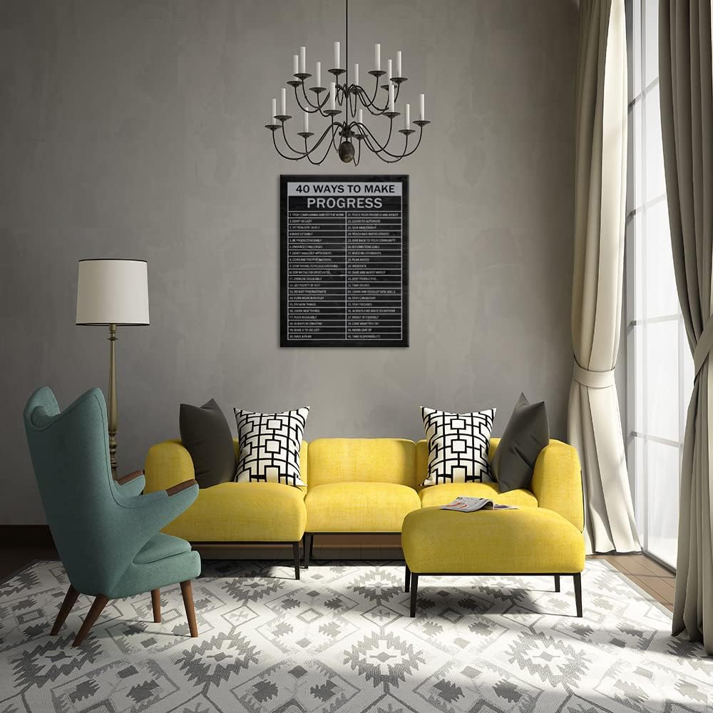 Inspirational 40 Ways to Make Progress Wall Art Motivational Entrepreneur Quotes Painting Prints on Canvas Modern Inspiring Posters Prints Artwork Home Office Classroom Decor[30" W X 40" H]