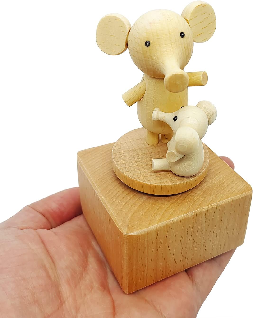 Cute Little Elephant Mini Music Box, Cartoons Animals Wooden Mechanical Music Box, The Music Box Gift That Sings Castle in The Sky, Best Gift for Boy Girl Kids Singing Music Gift Box