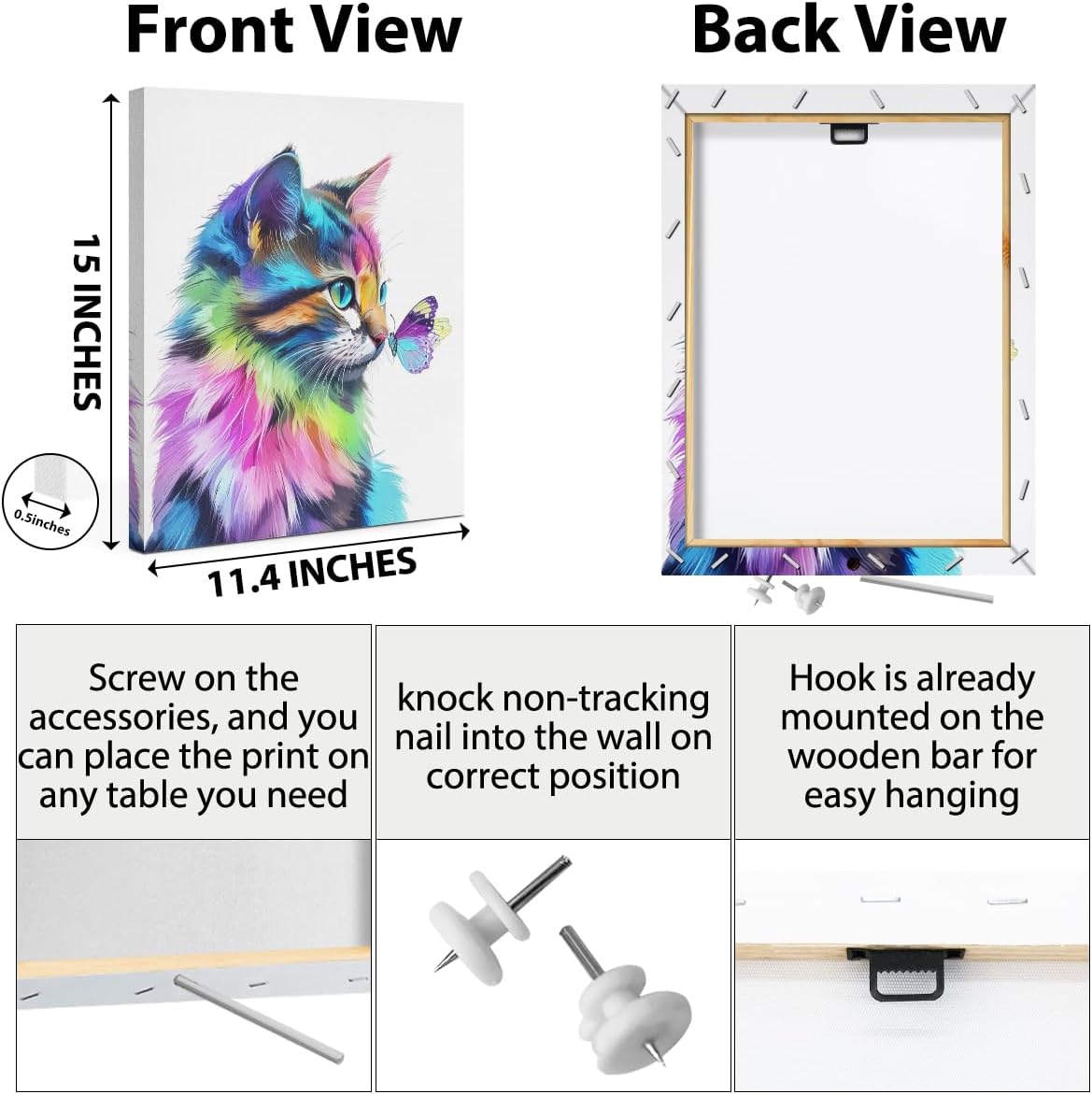 HZMLYDJ Cat Mom Wall Art Decor, Cute Cat Poster Gifts for Girl Women Toddler Room Bedroom Living Room Bathroom Home Baby Nursery Wall Decor Ready To Hang Aesthetic