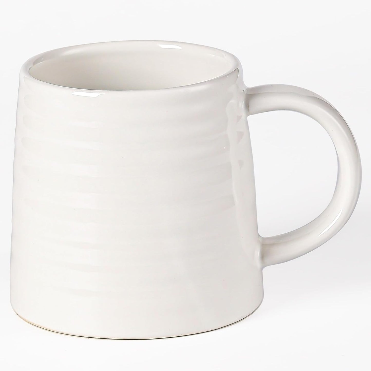 Large Ceramic Coffee Mugs, Handmade Pottery Mug, Tea Cups with Handle for Office and Home, 16 Ounces, Dishwasher and Microwave Safe (White)