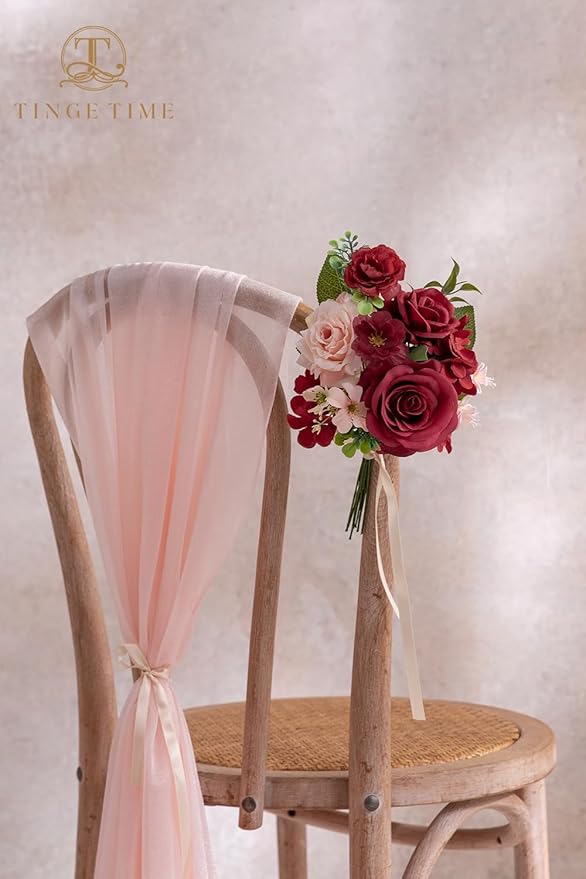 TINGE TIME Fake Flowers Artificial Flowers Peonies Bulbous Chrysanthemum Daisy Hydrangea Sunflower Violets Dahlia Daffodils Epiphyllum Orchid Cherry Blossom Camellia Leyaron (Burgundy)