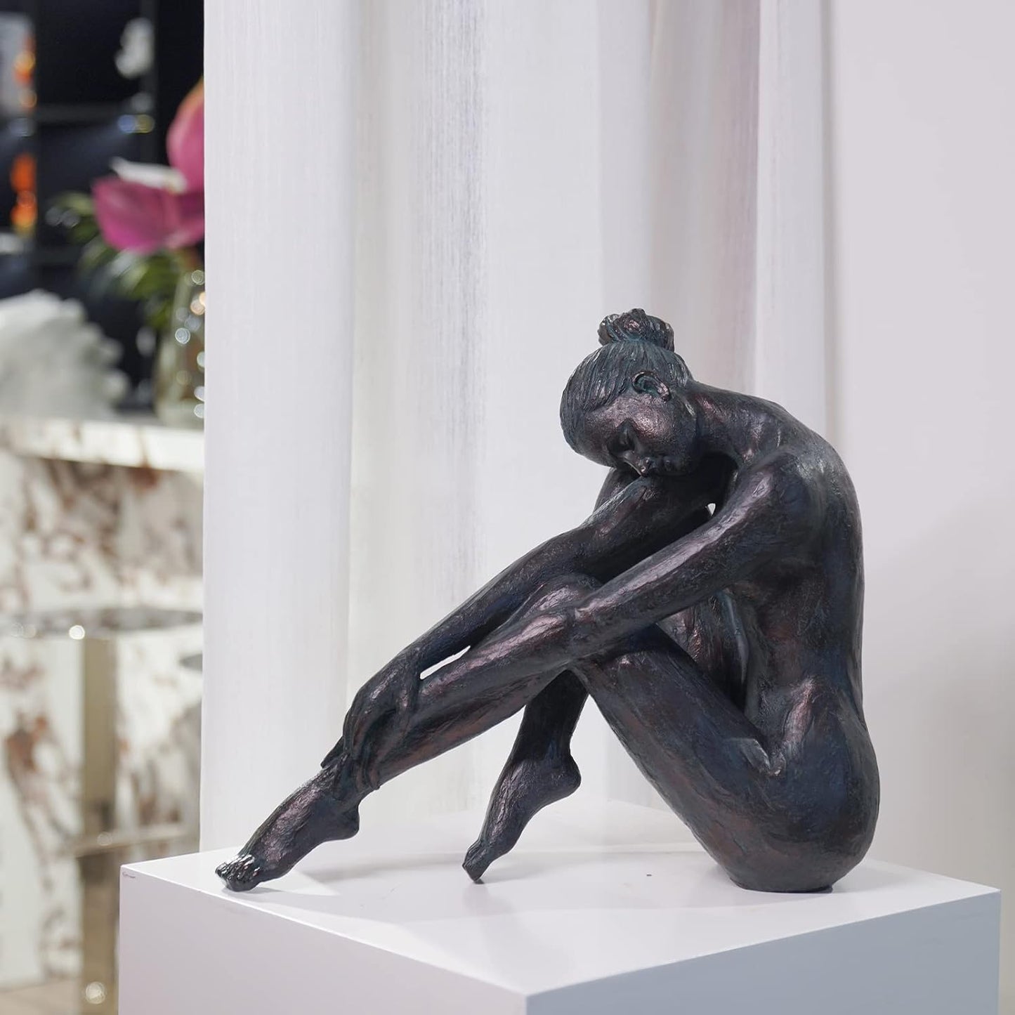 Guichifun Yoga Dancer Statue Home Decoration - Resin Bronze Sculpture Modern Creative Home Garden Statue Handicrafts Art Ware Home Décor Office Room or Outdoor Garden Gifts 16.3 x 7.15 x 13.9 Inch