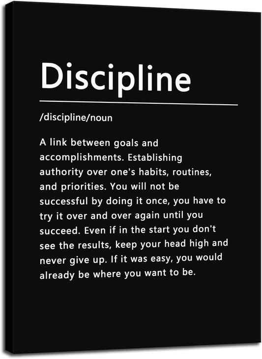 Discipline Noun Inspirational Wall Art Posters Canvas Prints Motivational Entrepreneur Quote Wall Picture Paintings Artwork Office Wall Decor Home Living Room Framed Ready to Hang[18''W X 24''H]