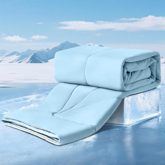Elegear Cooling Comforter King Absorbs Body Heat to Keep Cool, Cooling Blanket for Hot Sleepers Japanese Arc-Chill 3.0 Cool Tech Fabric Summer Comforter Hypo-Allergenic Cooling Quilt - Blue/Gray