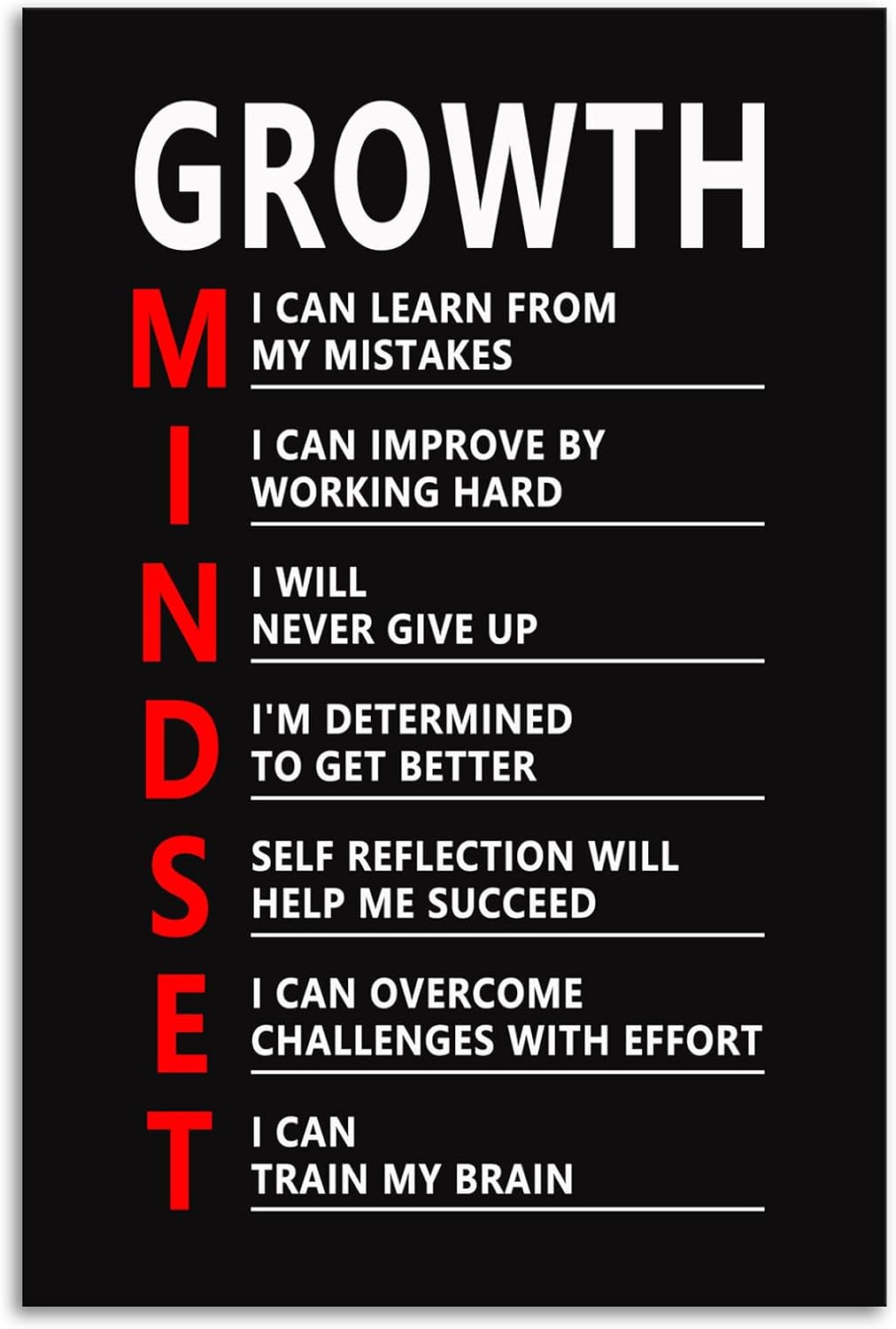 Inspirational Canvas Wall Art Motivational Growth Mindset Poster Inspiring Prints Artwork for Home Living Room Modern Office Wall Decor Painting Pictures Gym Framed Ready to Hang[12''W X 18''H]