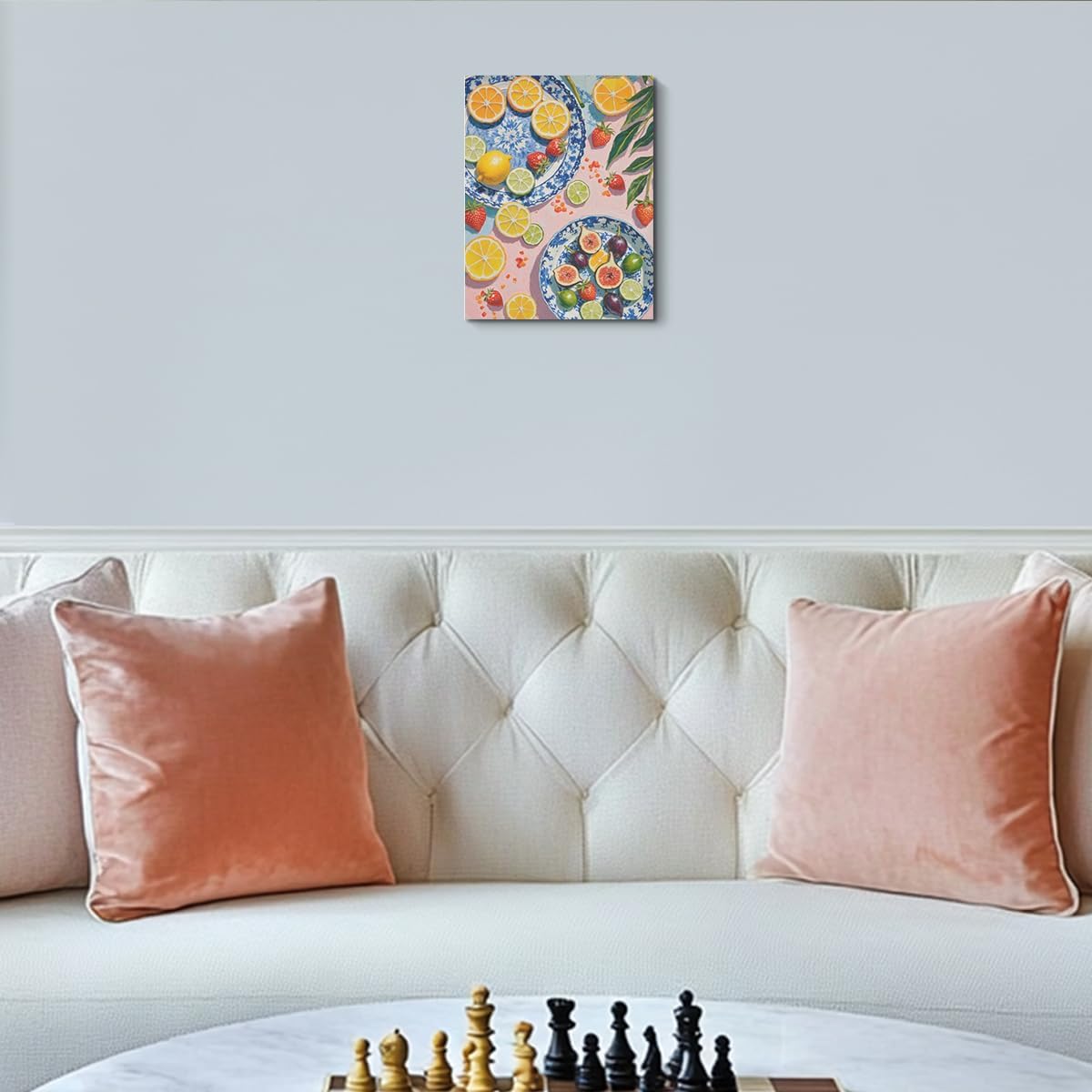 Italy Lemon Wall Art, Citrus Fruit Botanical Still Life Oil Painting Canvas Framed Prints Modern Decorations, Summer Aesthetic Theme Poster for Living Room Dining room Entryway Farmhouse