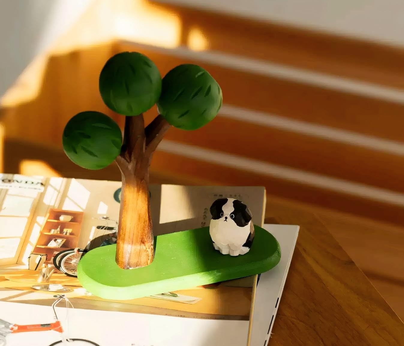 Cute Small Wood ‌Border Collie Figurine,1.6'' Handmade Carved BC Statue, Unique Bordie‌ Dog Figure Collectibles Home Decor Gift for Dog Lover