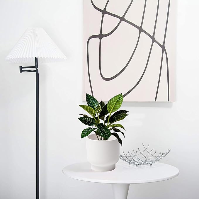 LB White Ceramic Planters for Indoor Plants, Succulent Plant Pots Ceramic Flower Pots, Modern Plant Pot for Living Room Office Home Decor, Round Flower Pot of 4.3 Inch(Plant Not Included)