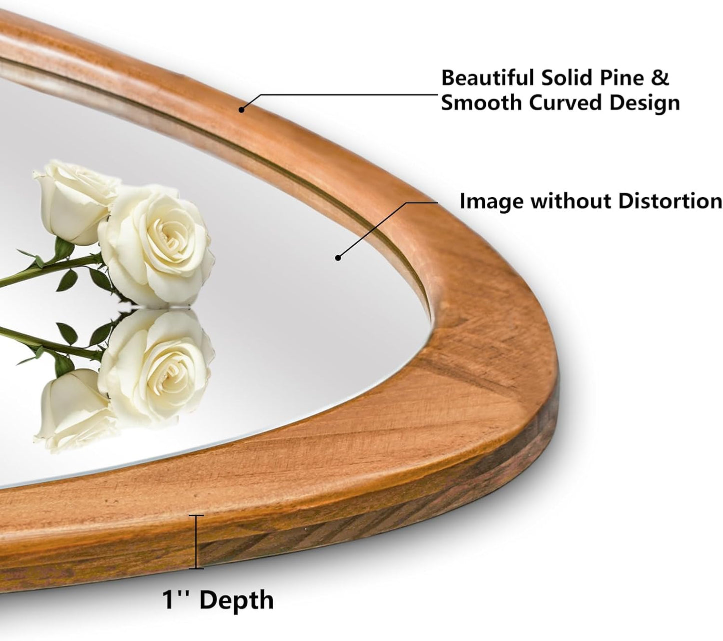 HOMECOOKIN Irregular Mirror Wall Decor, Wood Wall Mirrors Decorative for Living Room, Bedroom, Bathroom, Entryway, Wall Mounted Aesthetic Mirrors, 20" H x 25.5" W