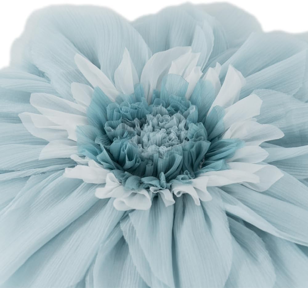 Cute Blue Flower Pillow Decorative Round Throw Pillows Handmade 3D Floral Accent Pillowcases Soft Elegant Cushion for Bed Couch Chair Car Bedroom Living Room Home Decor Unique Gifts 12 Inch