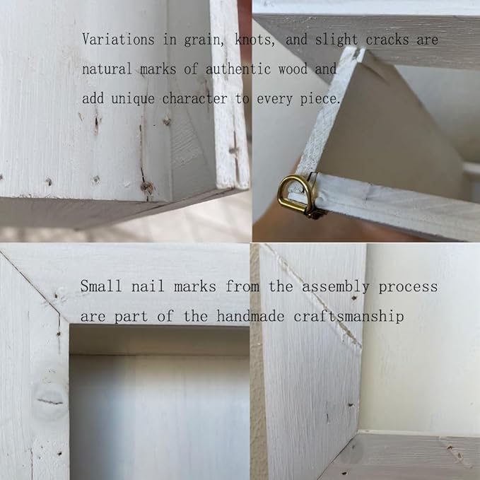 Rustic Wall Planter Frame–Handmade Whitewashed Wood Hanging Planter Box for Artificial Flowers, Succulents, Small Plants or Herbs, Farmhouse Indoor Garden Wall Decor(White)