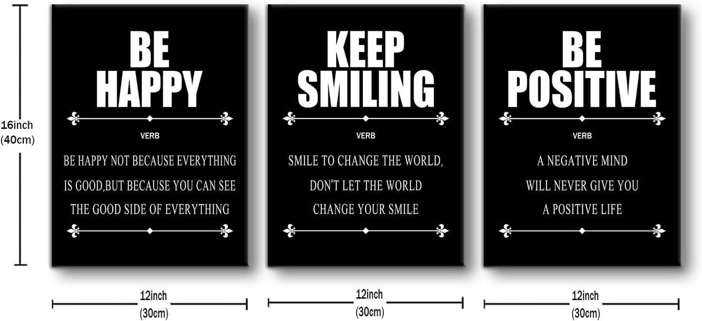 Inspirational Canvas Wall Art 3 Piece Quotes Success Entrepreneurs Posters Print Office Decor Picture Painting Artwork for Office Bedroom Bathroom Wall Picture Ready to Hang [36''W X 16''H]