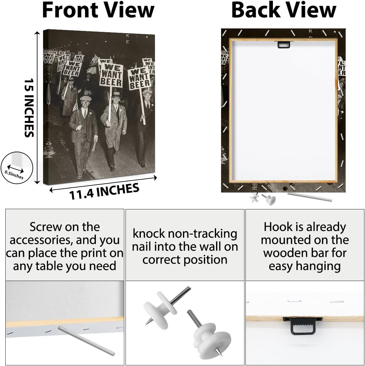 Beer Poster Vintage Prints Beer Prohibition Wall Art for Men, Bar Art Vintage Posters, Prohibition Decor Funny Wall Art Picture Poster, Black and White Photos for Home Bar Cafe Dorm Funny Gift for Men