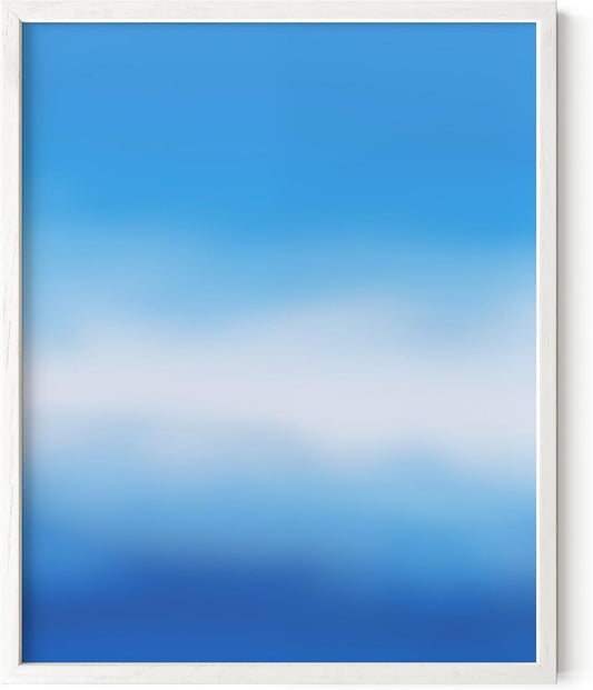 HAUS AND HUES Modern Abstract Wall Art - Blue and Green Living Room Art, Modern Artwork for Walls, Minimalist Picture for Living Room(Blue Tie-Dye, White Frame, 8x10)