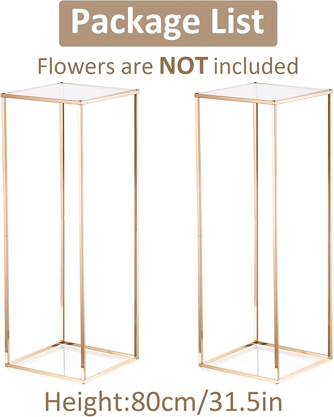 Sziqiqi Wedding Centerpieces for Tables Gold - Tall Metal Flower Stand Decorations for Weddings Party Metal Floor Geometric Vases for Events Reception 31.5inch