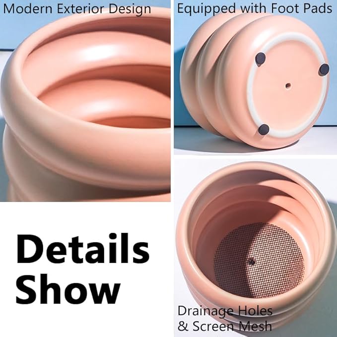 6.5 Inch Modern Plant Pot Pink Ceramic Glaze Succulent Planters for Indoor Unique Pots, Planter with Drainage Holes Small Cute Bubble Porcelain for Herb Snake Plants