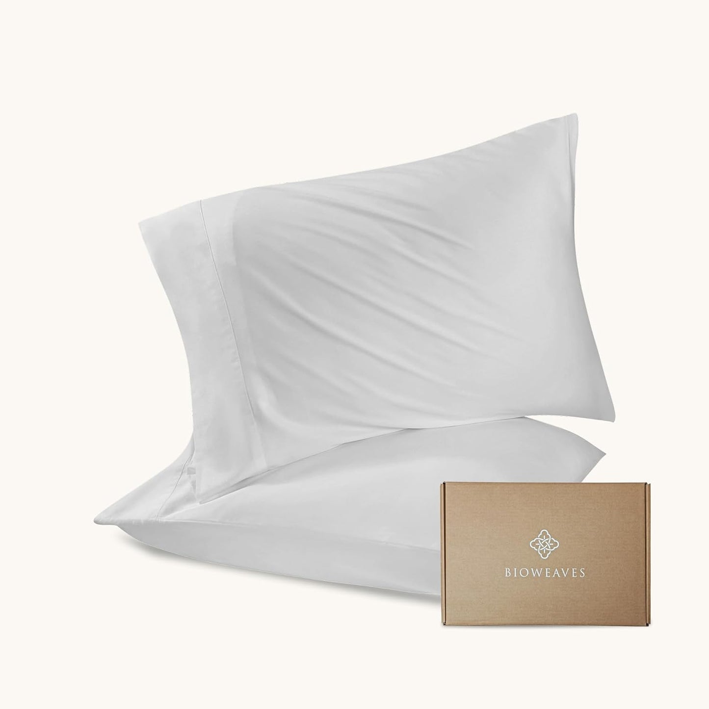 Bioweaves 100% Organic Cotton Envelope Pillow Cases 300 Thread Count Soft Sateen Weave GOTS Certified – 20 X 37, Set of 2, Glacier Grey